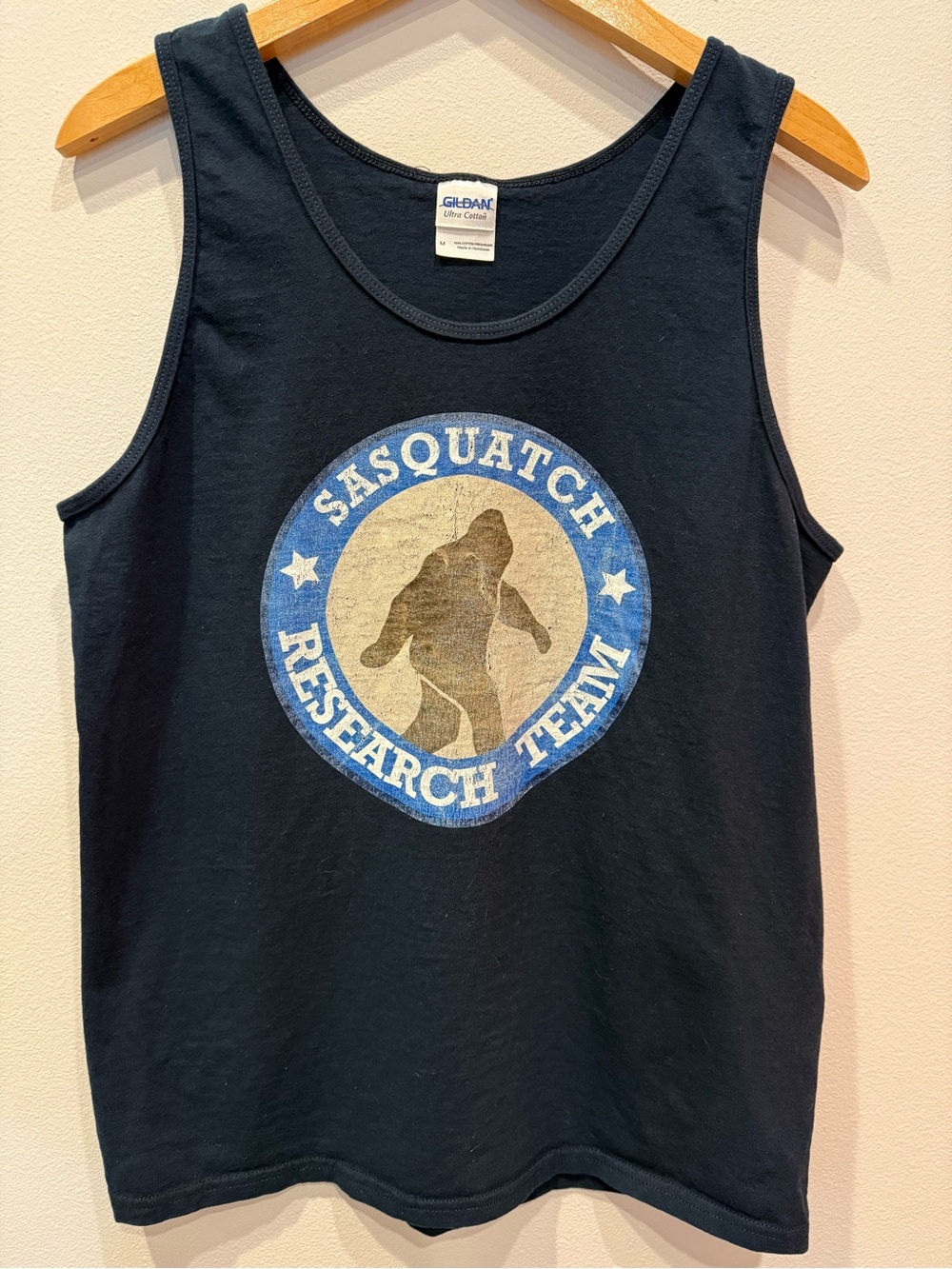 Gildan Black Tank Top with Blue Sasquatch Research Team Badge